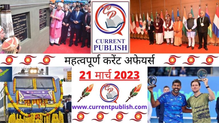Important 21 March 2023 Current Affairs in Hindi | Today Current Affairs