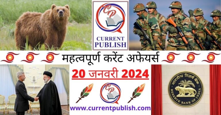 Important 20 January 2024 Current Affairs in Hindi | Today Current Affairs